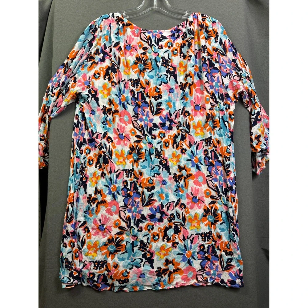 Anne Cole Floral Swim Cover Up XL/XXL Multicolor Ruffle Bell Sleeve ACSC509